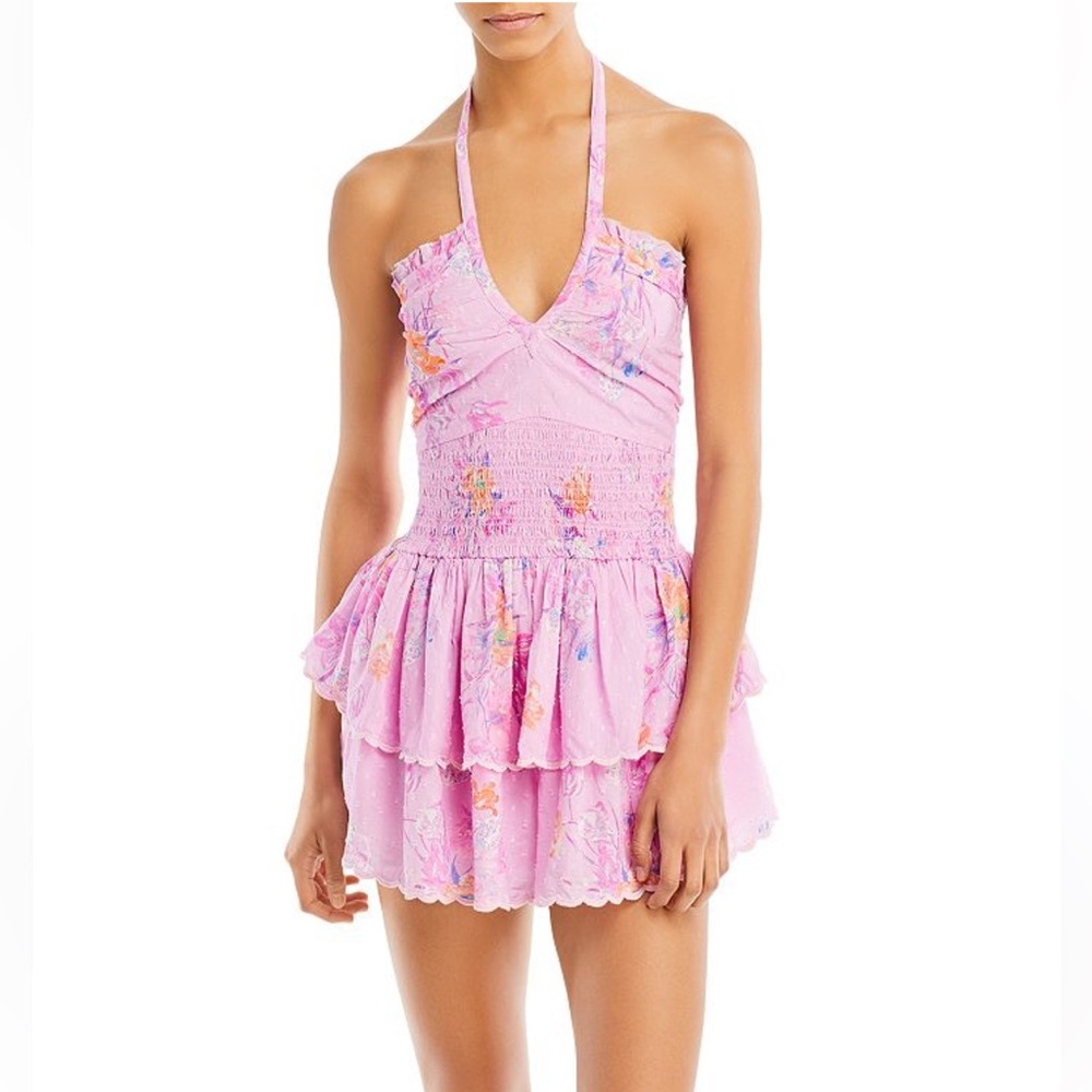 LoveShackFancy Pink Floral Backless Dress